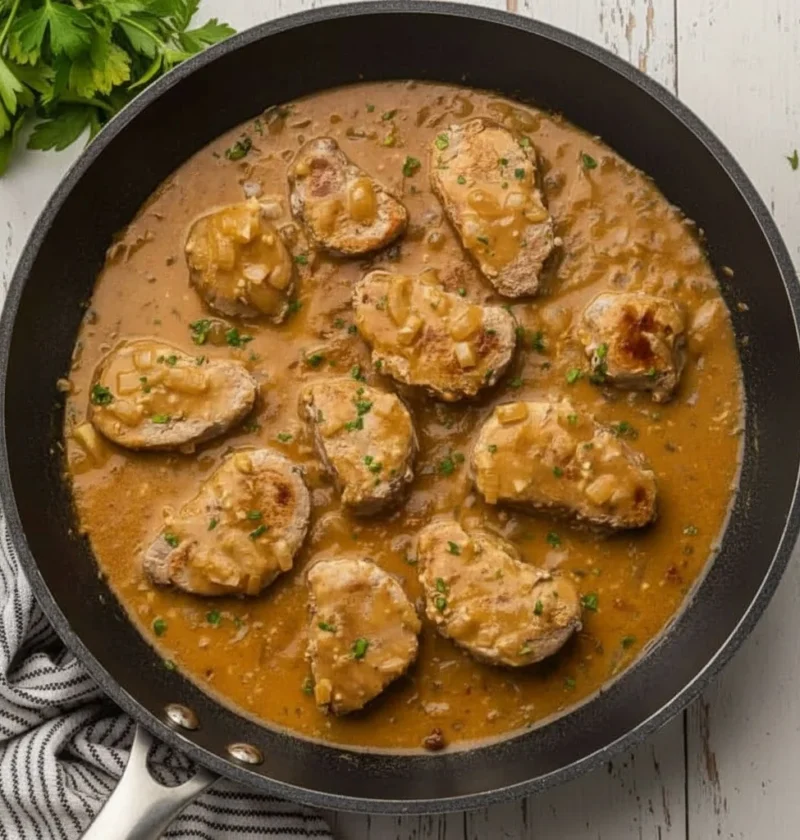 Pork Medallions with Balsamic Onion Gravy