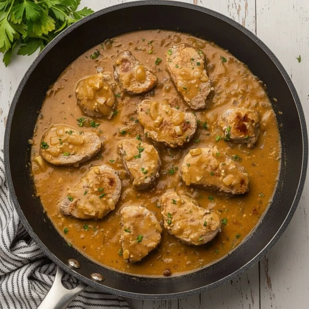 Pork Medallions with Balsamic Onion Gravy