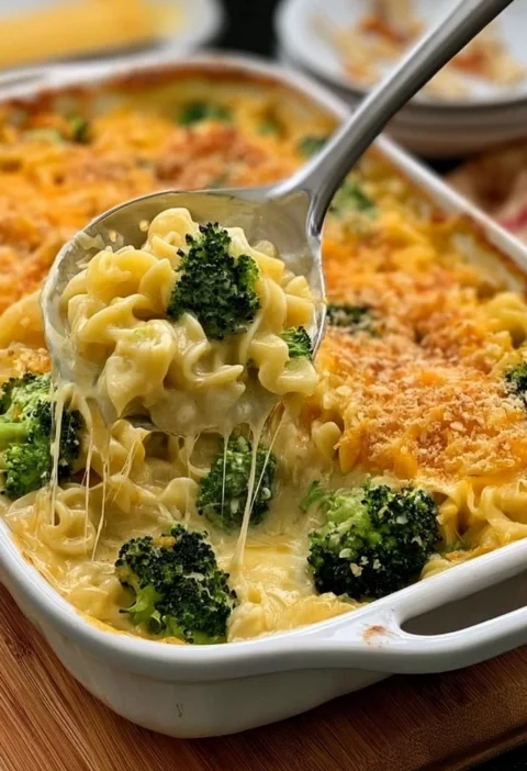 Baked Cheddar Broccoli Noodle Casserole
