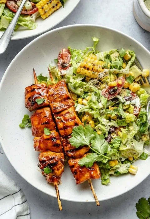BBQ Chicken Skewer Salad