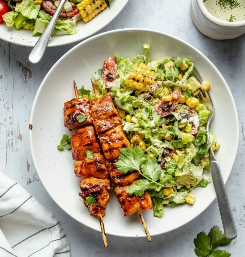 BBQ Chicken Skewer Salad