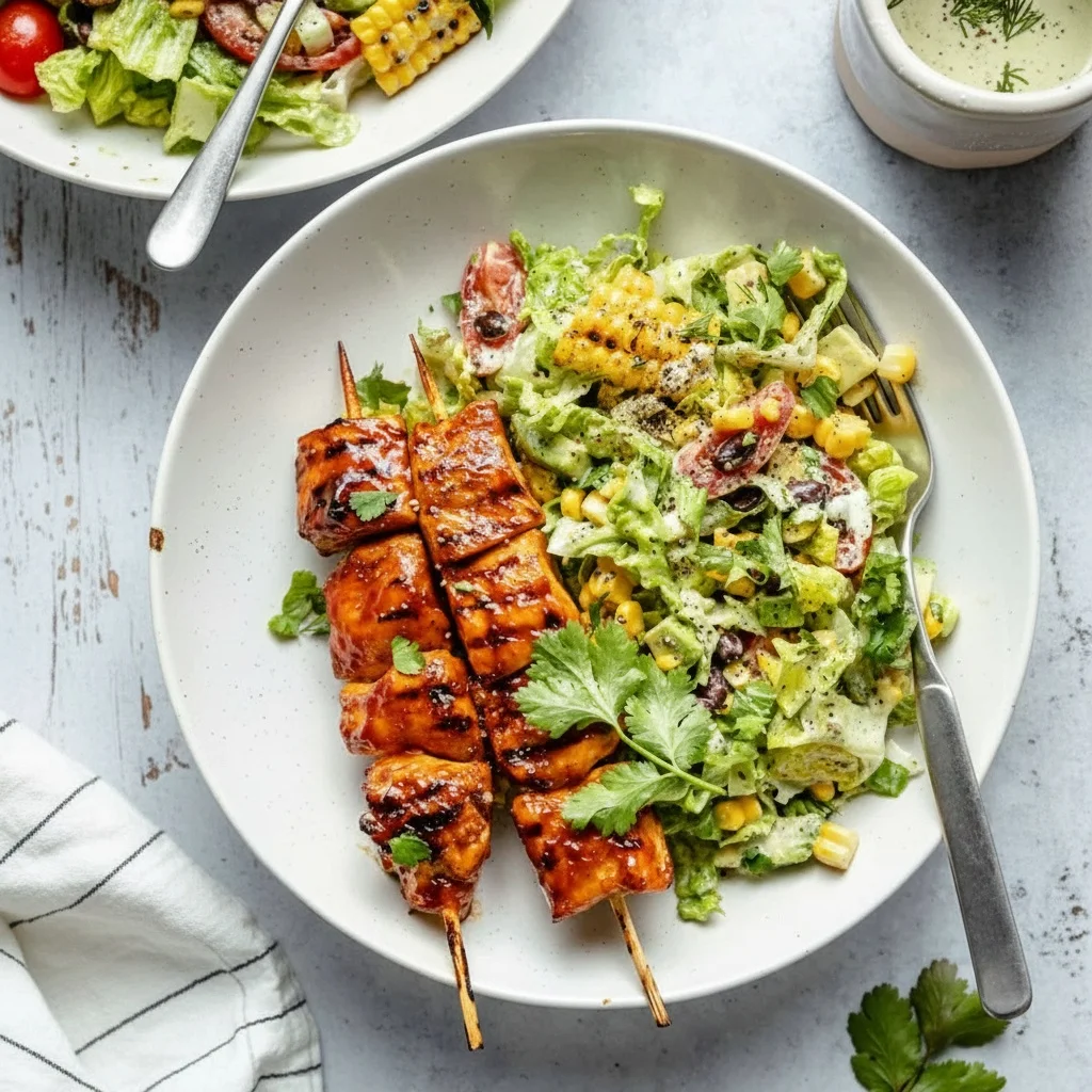 BBQ Chicken Skewer Salad