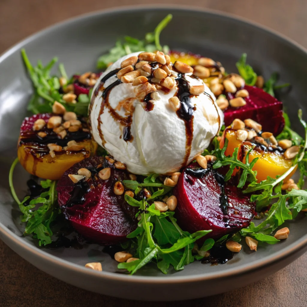 Beet and Burrata Salad with Pine Nuts and Balsamic