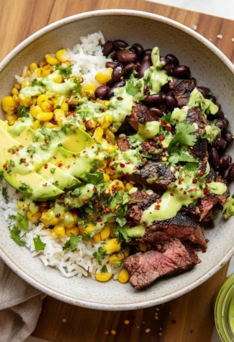 Cilantro Lime Steak and Rice Bowls