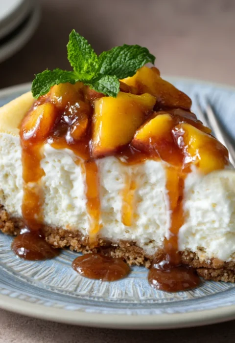 Creamy Peach Cobbler Cheesecake