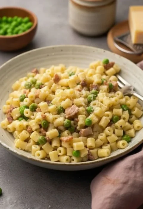 Ditalini Pasta with Bacon and Peas