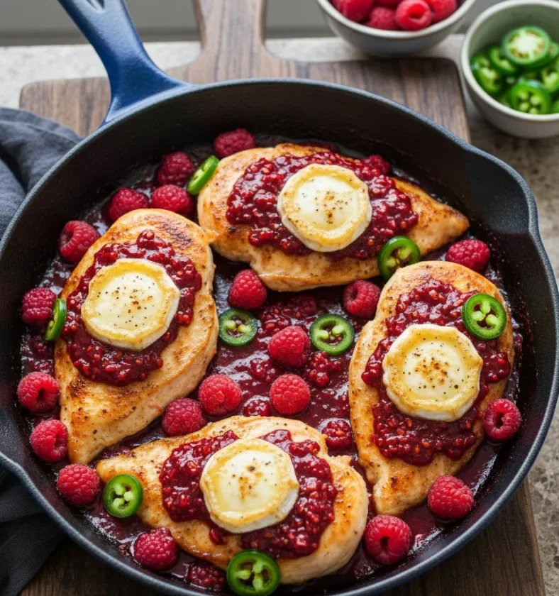 One-Pan Raspberry Jalapeño Cream Cheese Chicken