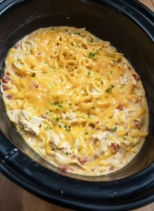 Slow Cooker Cheesy Chicken Spaghetti