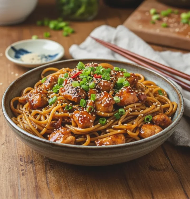 Sticky Garlic Chicken Noodles