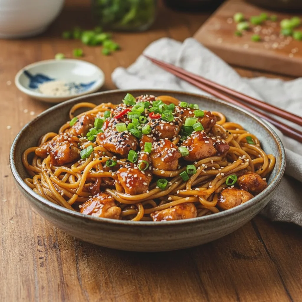 Sticky Garlic Chicken Noodles