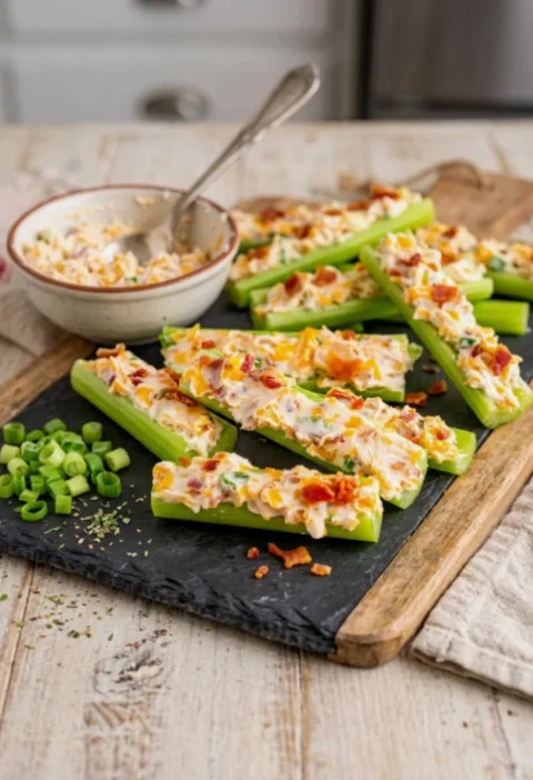 Cheddar Bacon Celery Sticks
